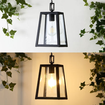 Glendale 6.75" Farmhouse Industrial Iron/Glass Outdoor LED Pendant - JONATHAN Y